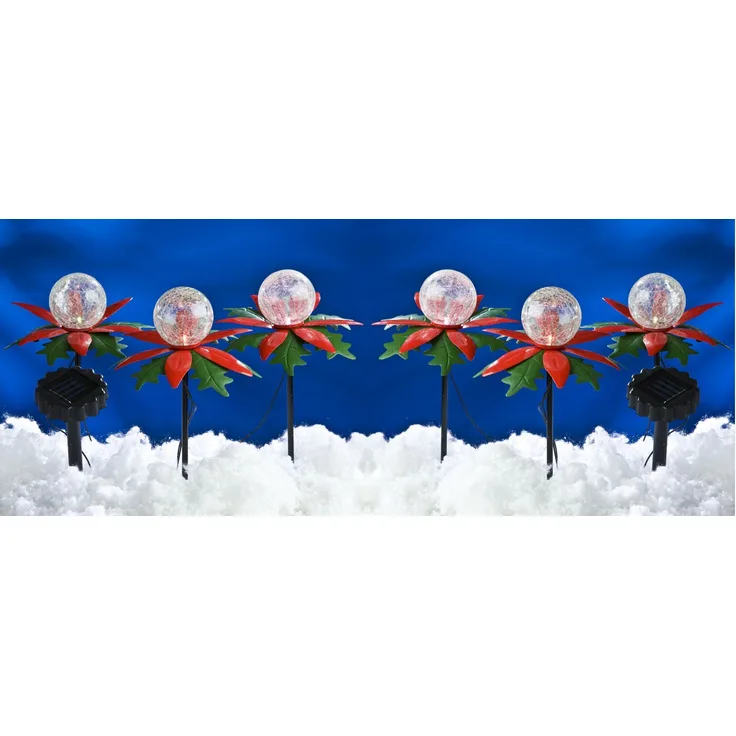 LED Solar-Weihnachtsterne 2x3er mit Farbwechsel Weihnachtsdeko Gartendeko Balkon