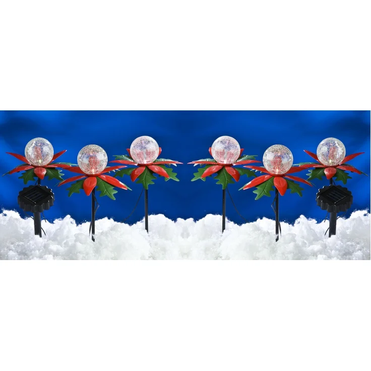 LED Solar-Weihnachtsterne 2x3er mit Farbwechsel Weihnachtsdeko Gartendeko Balkon