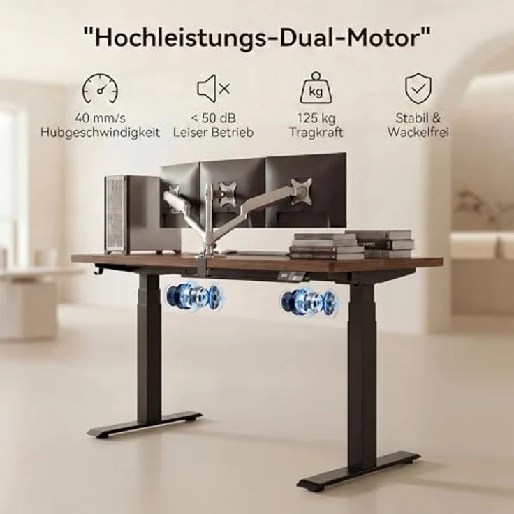 Devoko Höhenverstellbarer Schreibtisch 160x80 cm elektrisch, Höhenverstellung 63-128 cm mit Smart Control, 125 kg Tragkraft, für gesundes Arbeiten – Bild 4