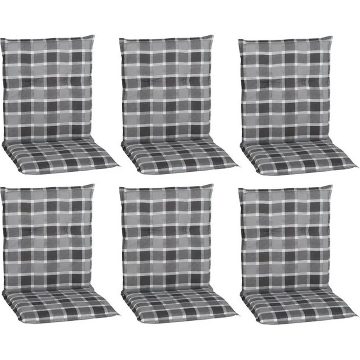 NYVI Sitzauflage Niedriglehner Auflagen 6er Set Barcelona Gartenstuhlauflagen 100x50cm, (6 St), Niederlehner Stuhlauflage Sitzauflage mit Halteband Kariert Karo – Bild 4