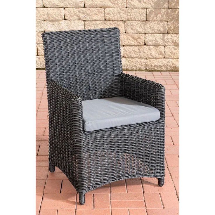 CLP Polyrattan Gartenstuhl Fontana 5mm,schwarz eisengrau