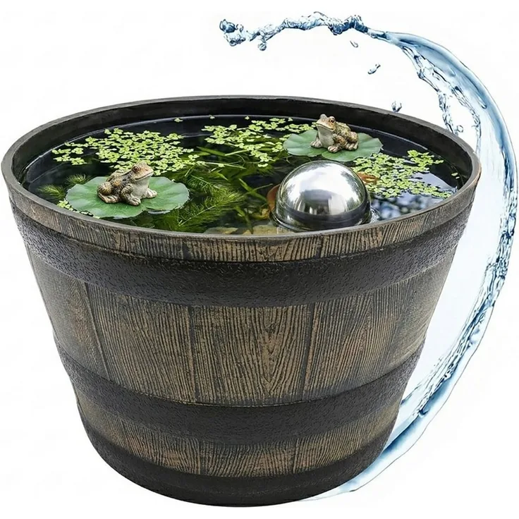 Spetebo Pflanzkübel Kunststoff Blumenkübel in Eichenfass Optik braun (Anzahl, 1 St, Stück), wetterfestes und robustes Material