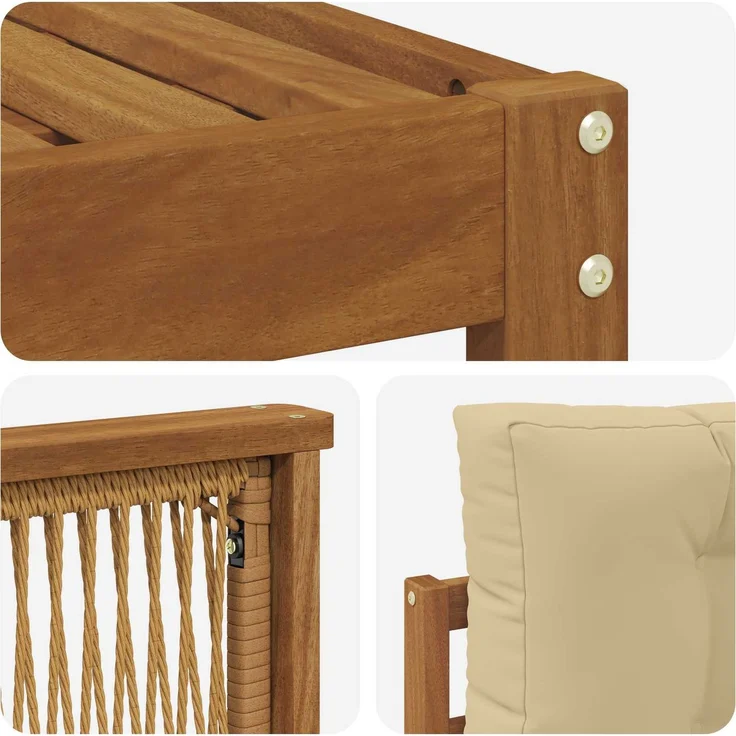 vidaXL Outdoor-Sofagarnitur 7 stk. 6-Sitzer Natur und Beige 3383061 – Bild 5