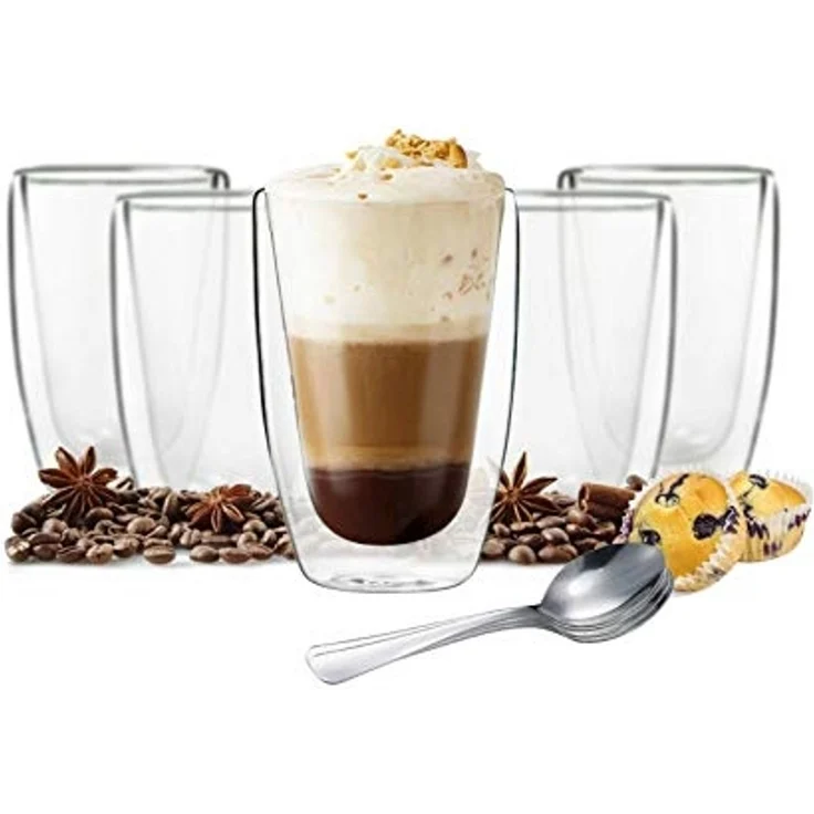 6 doppelwandige Cappuccino Gläser 200ml Kaffegläser Teeglas Doppelwandige Gläser – Bild 2