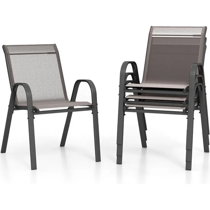 KOMFOTTEU Gartenstuhl (4 St), stapelbares Esszimmerstuhl-Set, für Garten, Terrasse