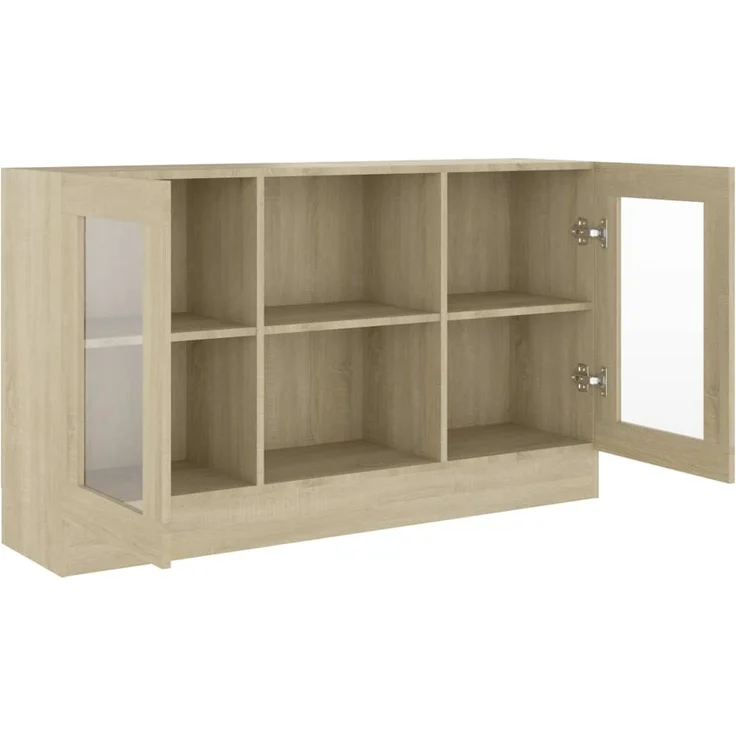 Vitrinenschrank, Kommode, Sideboard Sonoma-Eiche 120 x 30,5 x 70 cm Holzwerkstoff – Bild 5