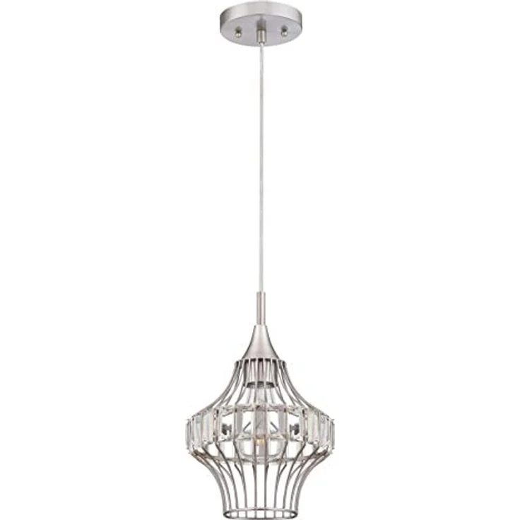 Westinghouse Pendelleuchte Shannon, gebürstetes Nickel, Kristallprismen, 20 cm Durchmesser, längenverstellbares Kabel – Bild 2