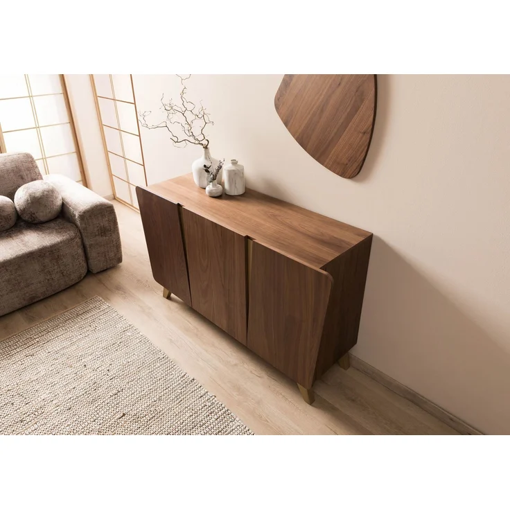 Sideboard Nussbaum-Echtholzfurnier 150 x 45 x 85 braun lackiert BUTTERFLY #108 – Bild 2