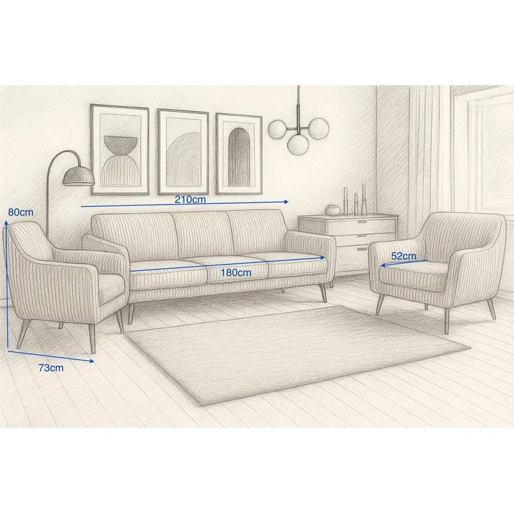 Wohnzimmer-Set BENITO 5: 3-Sitzer Sofa + 2 Sessel – Bild 2