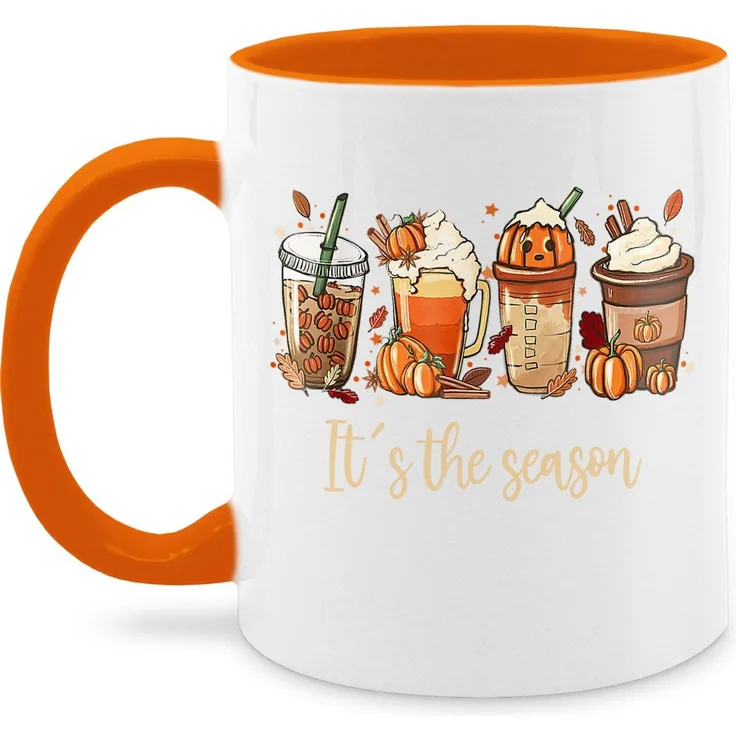 Shirtracer Tasse It's the Season - Herbst Blätter Kürbis Heißgetränke Gewürze, Keramik, Halloween Tassen