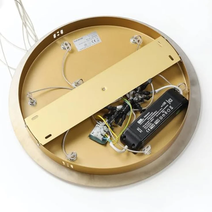 Lucande LED-Hängelampe Hayley, Ø 40 cm, 9-flg., gold, mit Glaskugeln und warmweißem Licht – Bild 8
