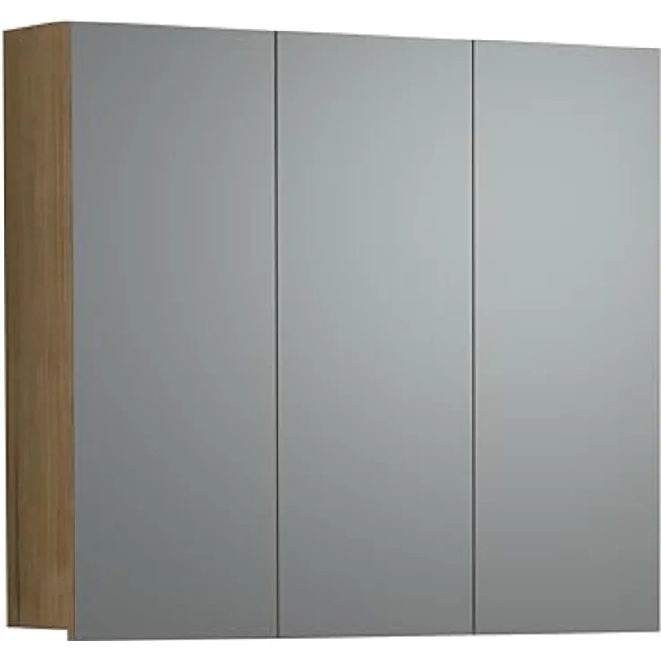 Trendteam Niklas Spiegelschrank, 90 x 80 cm, Evoke Eiche, feuchtigkeitsbeständiger Korpus, 3 Spiegeltüren, verstellbare Ablageböden