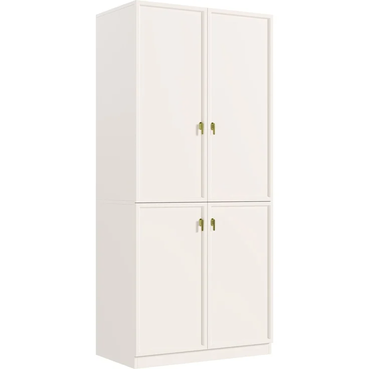 Kleiderschrank mit Kleiderstange & ausziehbarem Hosenhalter, 90x48x200 cm, Weiß – Bild 8