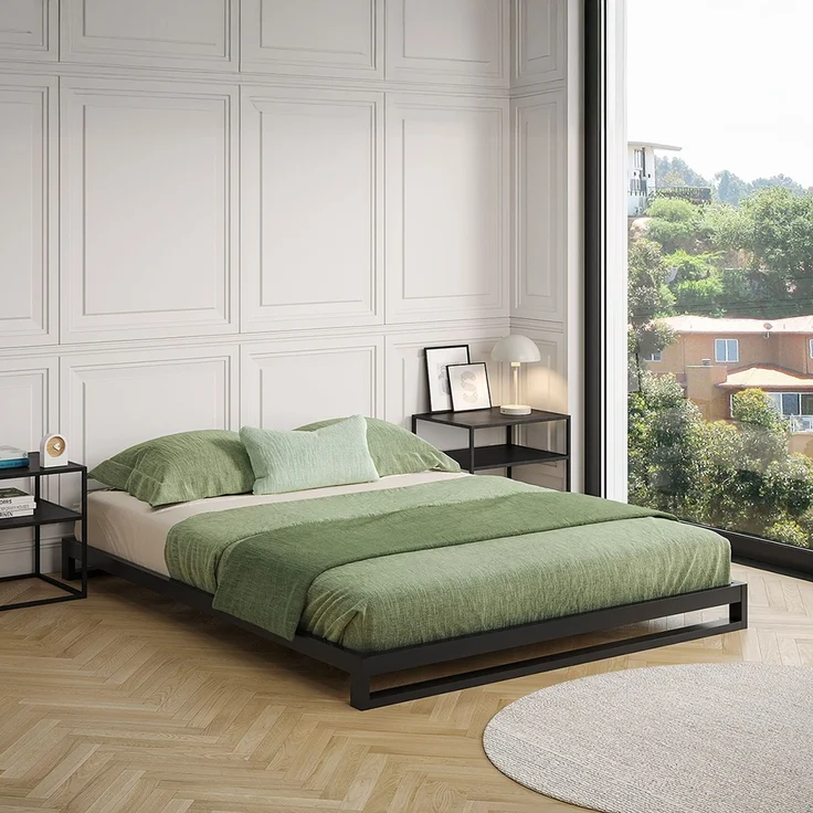 skølm 'Vidar' Bett 160x200 cm, Metall, schwarz, Höhe 15 cm hoch, Doppelbett mit Lattenrost – Bild 1