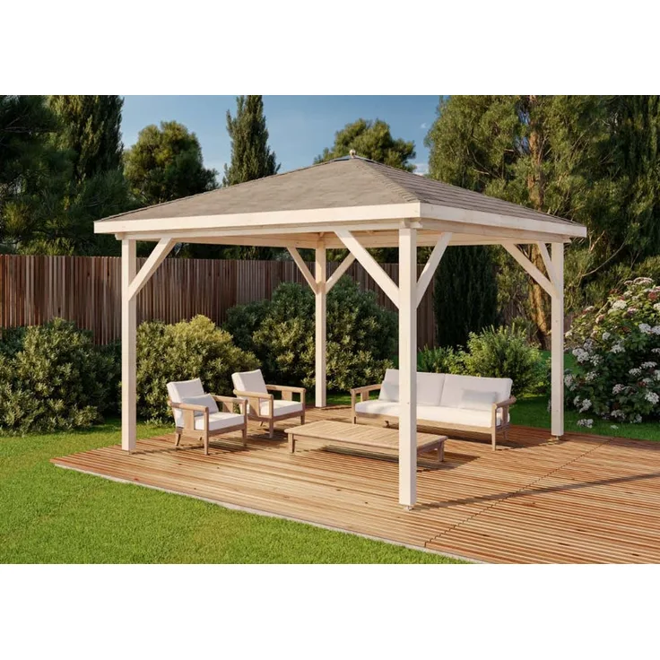 Alpholz Gartenpavillon Modell Lanzarote Gartenpavillon aus Holz Gartenhütte Gartenlaube