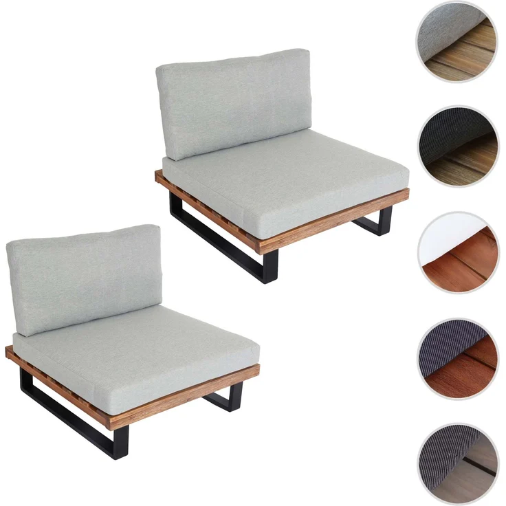 2er-Set Lounge-Sessel HWC-H54, Garten-Sessel, Spun Poly Akazie Holz FSC-zertifiziert Alu ~ hellbraun, Polster hellgrau – Bild 10