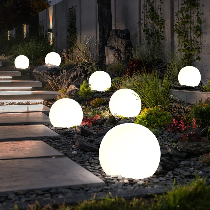 3er Set LED Solarkugel weiß, Erdspieß, DxH 10x38 cm – Bild 10