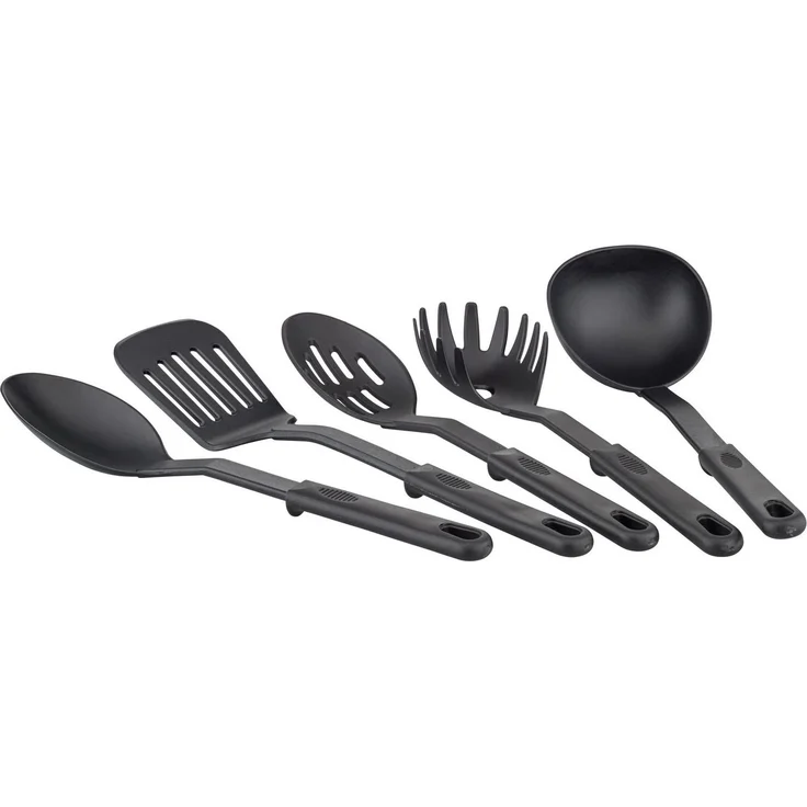 GSW Topf-Set Milano Nero, Aluminium (Set, 15-tlg, je 1 Kochtopf 16/20/2 cm, 1 Stielkasserolle 16cm, je 1 Pfanne 24/28cm), Induktion, inkl. 5-teiliges Küchenhelfer-Set – Bild 1