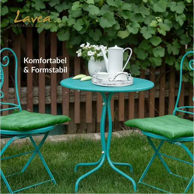 Lavea Stuhlkissen Lavea® Sitzkissen & Stuhlkissen 40x40 cm – 4er/8er Set, 40x40x3 cm, mit Stoffbändern, Indoor & Outdoor, für Garten & Balkon – Bild 2
