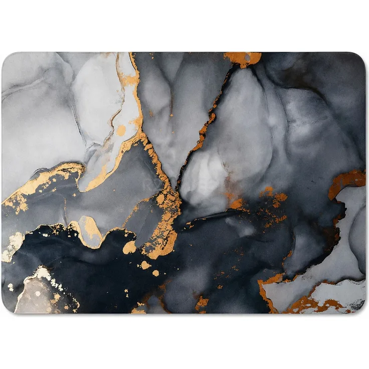 Badematte 50x80 cm Dunkelgrau mit Marmoreffekt
