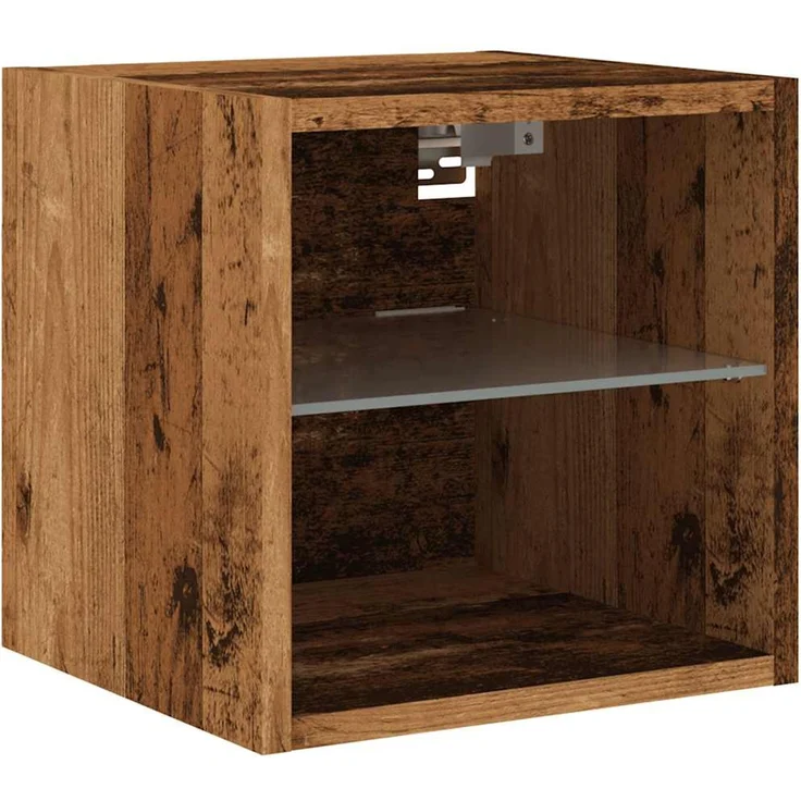 TV-Wandschrank, Fernsehschrank mit LED-Leuchten Altholz-Optik 30x28,5x30 cm – Bild 2