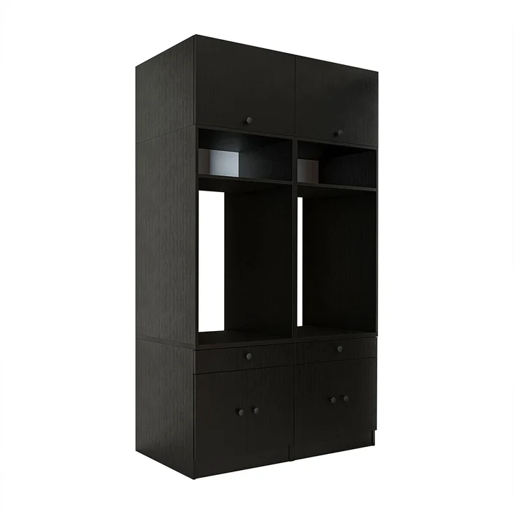 Roomart Waschmaschinenschrank Doppelschrank mit Ausziehplatte – SERIE 1 - 134 cm breit, Waschmaschinenschrank für Waschküche & Hauswirtschaftsraum • Schwarz-Eiche – Bild 6