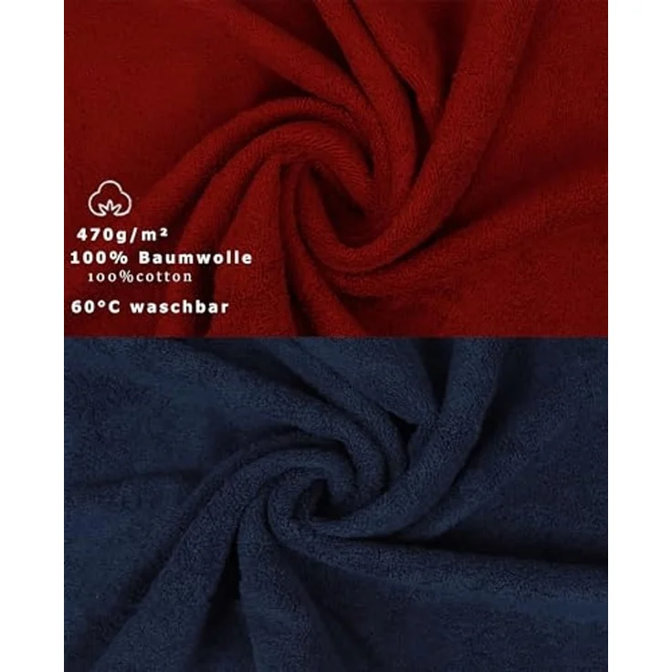 Betz Waschhandschuh 10 Stück Premium 16x21 cm Farbe dunkelrot und dunkelblau, Baumwolle (10-St) – Bild 3