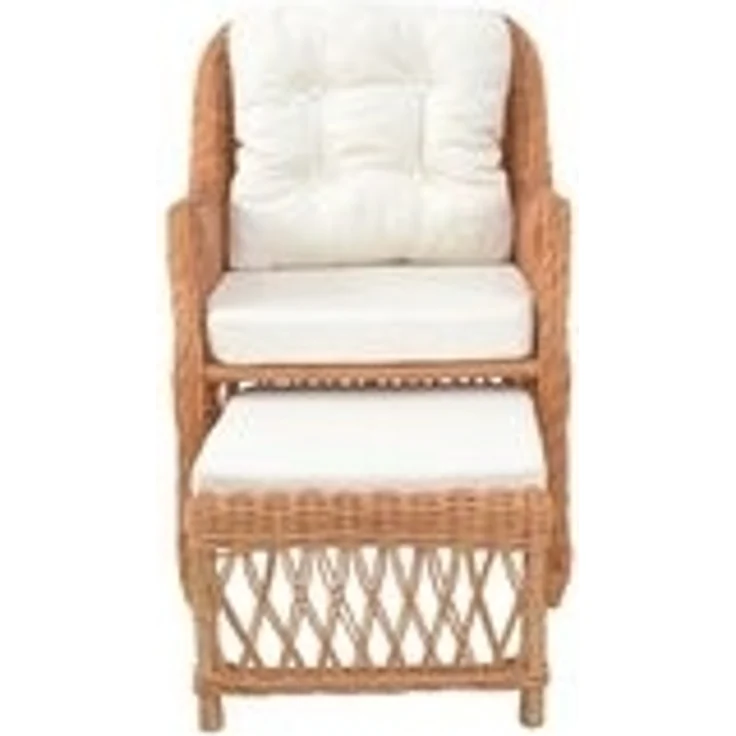 Rattansessel, Relaxsessel mit ausziehbarem Fußteil, handgeflochten, honigfarben – Bild 6