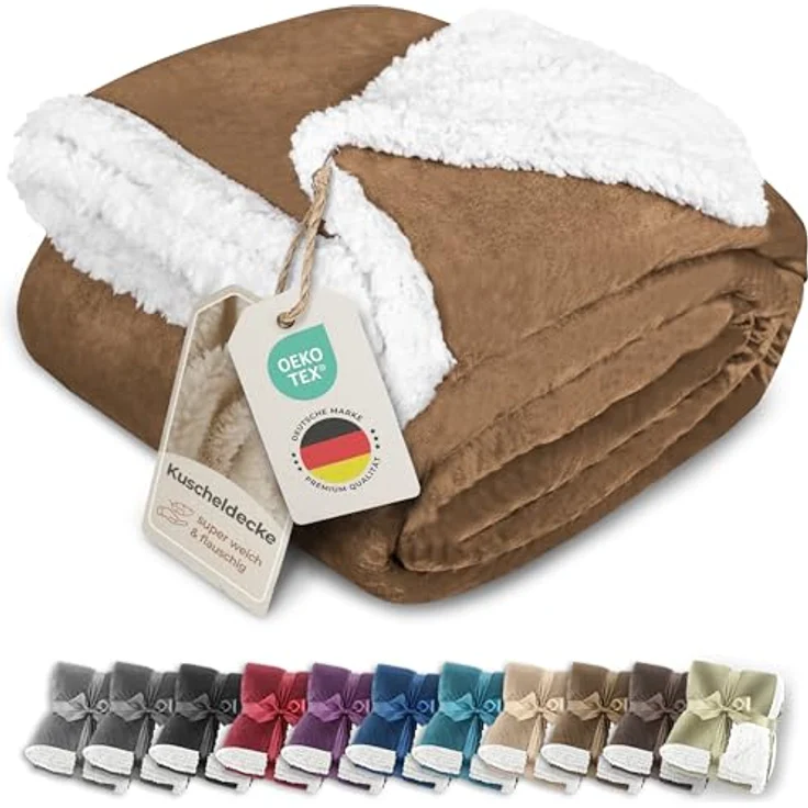 Wohndecke in Lammfell‑Optik - Kuscheldecke flauschig – Sherpa Fleecedecke, Gräfenstayn, Warme Wolldecke & Sofaüberwurf Tagesdecke für Couch & Sofa – Bild 2