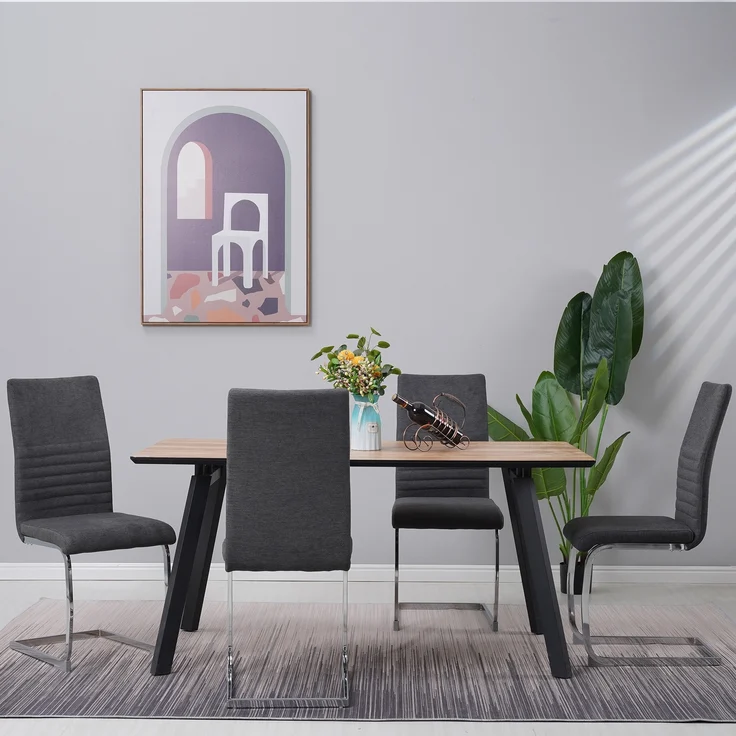 Freischwinger Stühle 4er Set LUGANO, Grau - Esszimmerstuhl Schwingstuhl mit modernem Design, Stoff-Bezug, dicke Polsterung - Küchenstuhl, Polsterstuhl, Stuhl Esszimmer oder Esstisch Stuhl – Bild 10