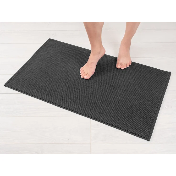 Hammetex 100% Baumwolle rutschfeste Badematte, 51x86 cm Große Badvorleger für Badezimmer, Saugfähig Schnelltrocknend Waschbar Bad Fußmatten, Anthrazit – Bild 2