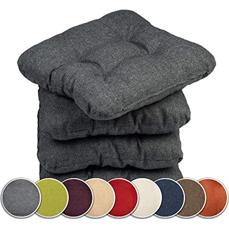 sunnypillow Stuhlkissen 4er Set Stuhlkissen 40x40 cm Bequeme 8cm, Polsterauflage Auflage für Stühle / Bänke – Bild 2