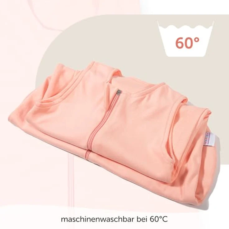 Makian Baumwoll-Schlafsack Interlock, apricot, Gr. 90 cm, hautsympathisch, Oeko-Tex Standard 100, maschinenwaschbar – Bild 7