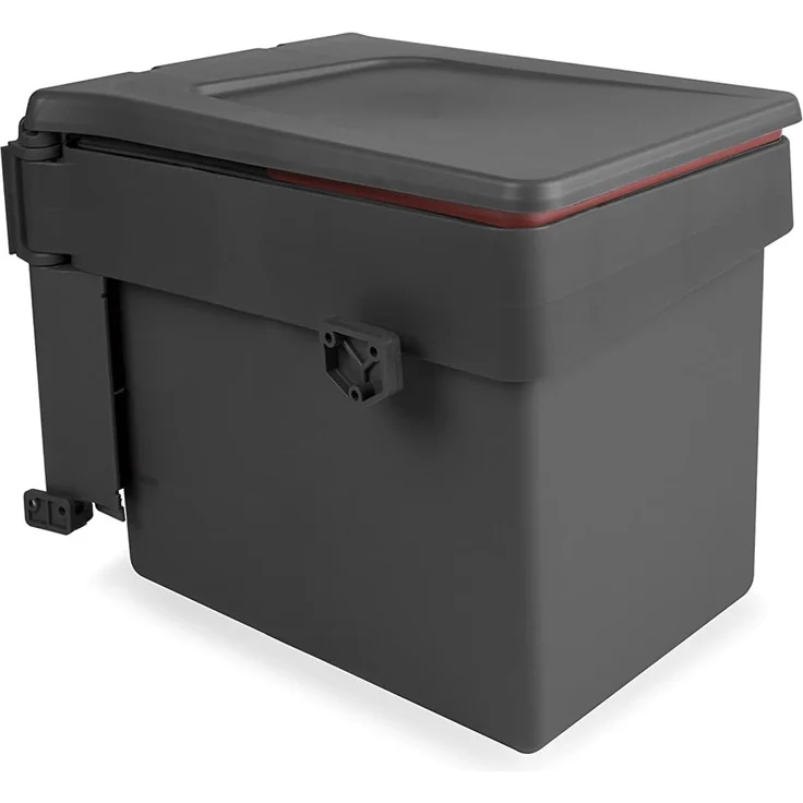 Emuca 8935423 Abfallsammler für möbeltür, Mülleimer 15L mit automatisch öffnendem Deckel und türmontage, grau anthrazit – Bild 1