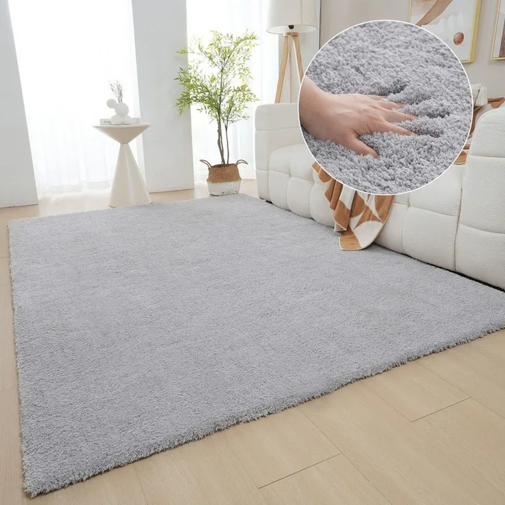 OTTO home Hochflor-Teppich Microfaser Teppich Magong, besonders weich, sehr feiner Flor, rechteckig, Höhe: 25 mm, uni, Wohnzimmer, Schlafzimmer, Kinderzimmer, auch rund und als Läufer