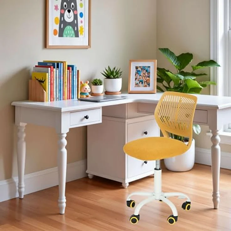 FurnitureR Bunte Schreibtischstuhl, Modernes verstellbares Design Computer Sitz, Swivel Armless Stuhl, Kinderzimmer, Home Office Task Chair – Bild 5