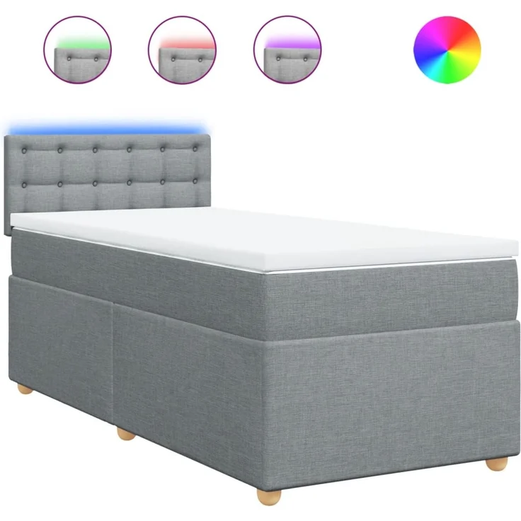 vidaXL Boxspringbett mit Matratze Hellgrau 100x200 cm Stoff 3288905 – Bild 2
