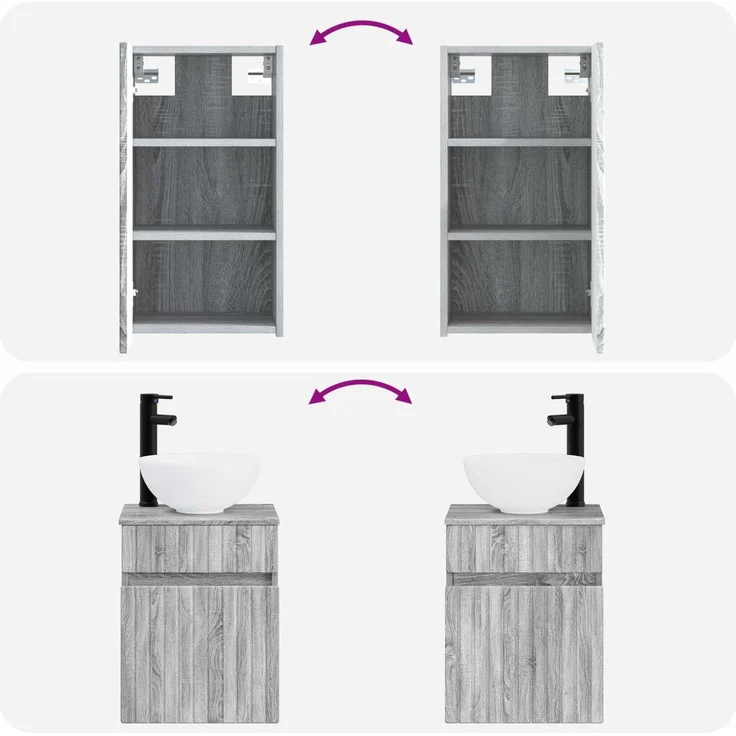 vidaXL Badezimmerschrank-Set 3 stk. Grau Sonoma 33 x 34,5 x 160 cm 3406089 – Bild 11