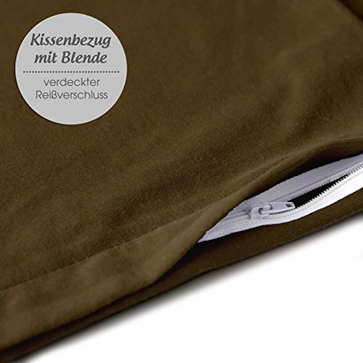 aqua-textil Classic Line Baumwoll Kissenbezug 2er-Set 40x90 Dunkelbraun Kissen Bezug Reißverschluss Jersey Kissenhülle – Bild 5