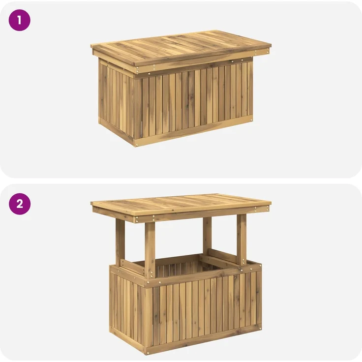 vidaXL Gartenkaffee Tisch aus massivem Akazienholz höhenverstellbar 901707 – Bild 9
