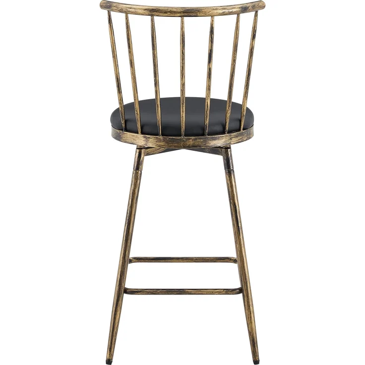 Moderner Metall-Barhocker im Windsor-Stil mit gepolstertem Sitz für Kücheninseln, Bars, Restaurants; Barhocker im Industrial-Stil in Barhöhe; Vintage- und Minimalismus-Stil--Schwarz+Braun--96x39x39cm--YOUDENOVA – Bild 5