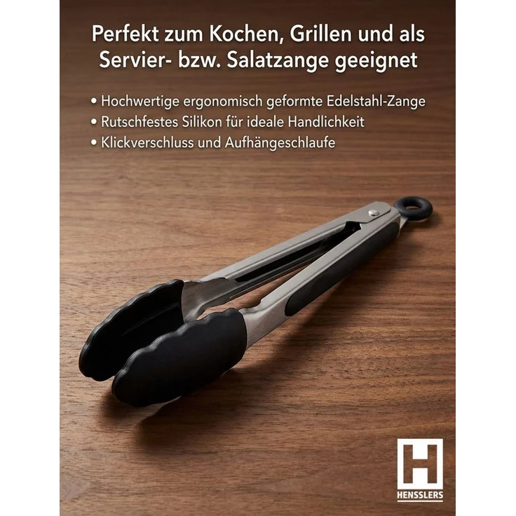HENSSLERS Bratpfanne Premium, inklusive Grillzange, Edelstahl (Set, 2-tlg) – Bild 2