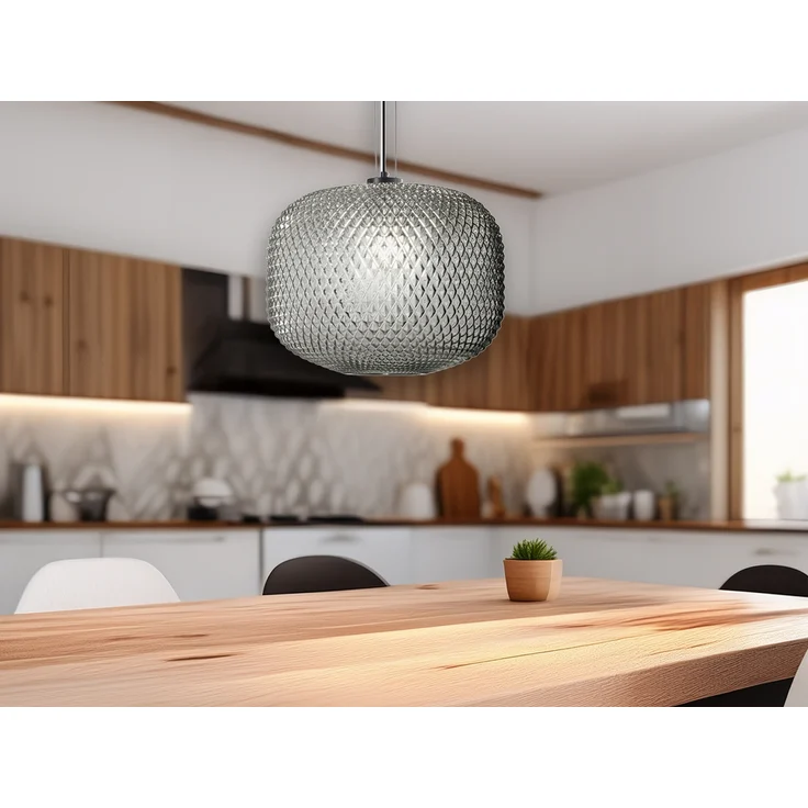 LED Pendelleuchte einflammig Kristall Glasschirm Rauchglas, Ø 40cm – Bild 1