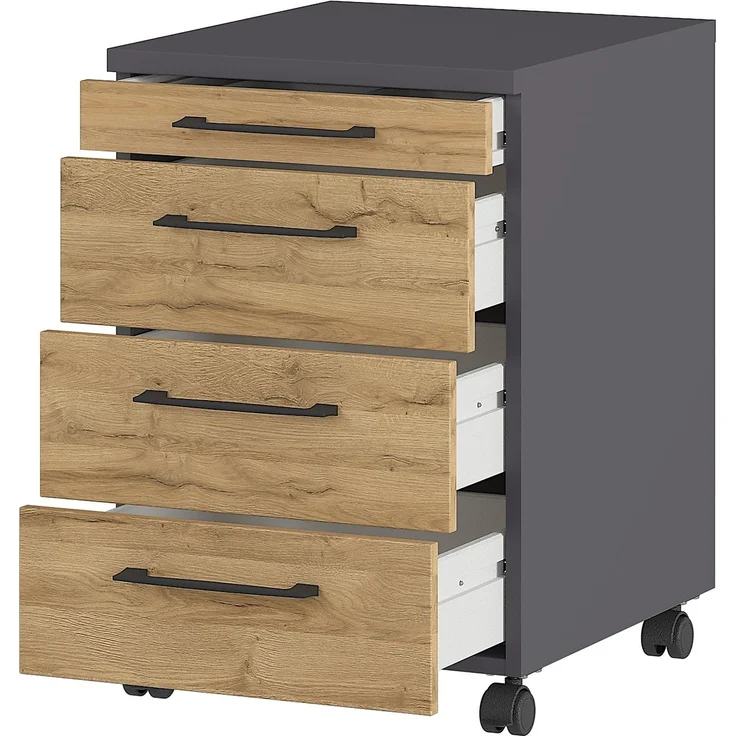 Germania GW-PROFI 3.0 Rollcontainer 4251, Graphit/Grandson-Eiche-Nb, 42 x 61 x 49 cm (BxHxT) – Bild 3