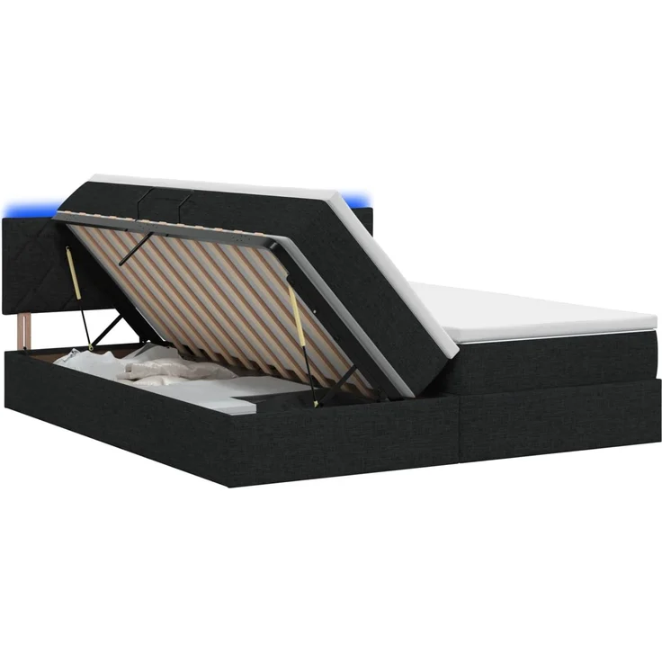 vidaXL LED-Speicherbett mit Matratze Schwarz 180 x 200 cm Stoff 3459362 – Bild 2