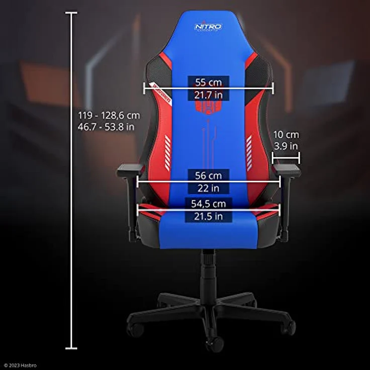 Nitro Concepts X1000 Gaming Stuhl - Transformers Optimus Prime Edition, veganer PU-Leder-Bezug, ergonomische Verstellmöglichkeiten, 135 kg Tragfähigkeit – Bild 9
