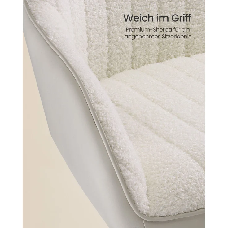 Songmics Bürostuhl, höhenverstellbar, beige, 64x62 x (80-90) cm – Bild 3