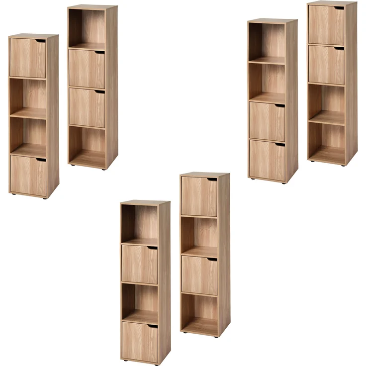 Casâme 'MODU' Möbelstück mit 4 Fächern in Holzdekor, mit 2 Türen - L31 x H120 cm - Holz – Bild 4
