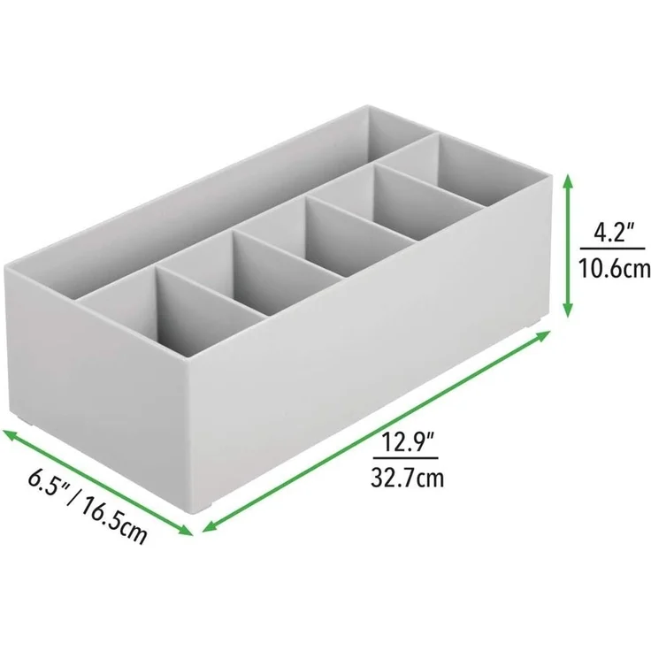 mDesign Kosmetik Organizer Schminkaufbewahrung 6 Fächer BPA-frei Grau – Bild 5