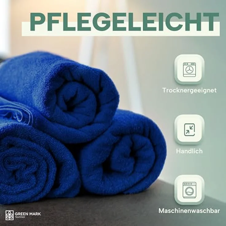 NatureMark 8er Spar-Pack Frottier Handtücher, Handtuch-Set, 50x100 cm, Royal blau, 100% Baumwolle – Bild 6